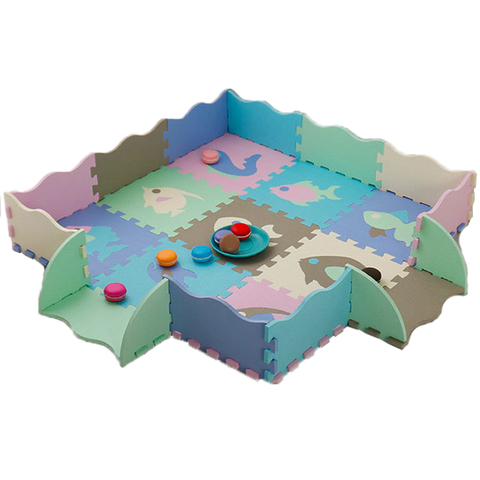 Bébé Puzzle Puzzle tapis de sol EVA mousse tapis de jeu avec clôture tapis épais pour enfants jouets éducatifs coussin d'activité couleur aléatoire ► Photo 1/6