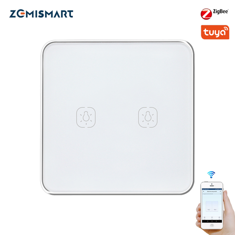 Zemimart Tuya Zigbee interrupteur mural Alexa Google commutateurs d'éclairage domestique pas de fil neutre 1 Gang 2 3 Gangs ► Photo 1/6