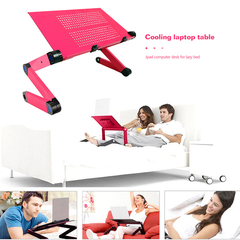 Table pliante réglable Portable en aluminium/ABS plateau de bureau d'ordinateur Portable de refroidissement support pour ordinateur Portable pour canapé-lit fournitures de ménage livraison directe ► Photo 1/6