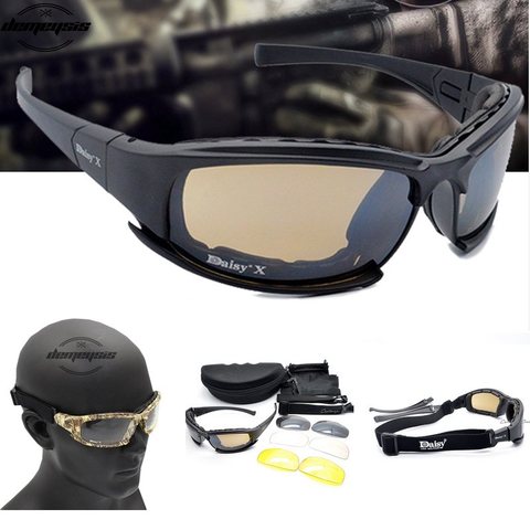 Armée lunettes lunettes de soleil hommes militaire lunettes de soleil mâle 4 lentille Kit pour hommes guerre jeu tactique lunettes en plein air ► Photo 1/6