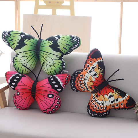 Oreiller en peluche papillon coloré, coussin en peluche réaliste, décoration de canapé pour la maison ► Photo 1/6