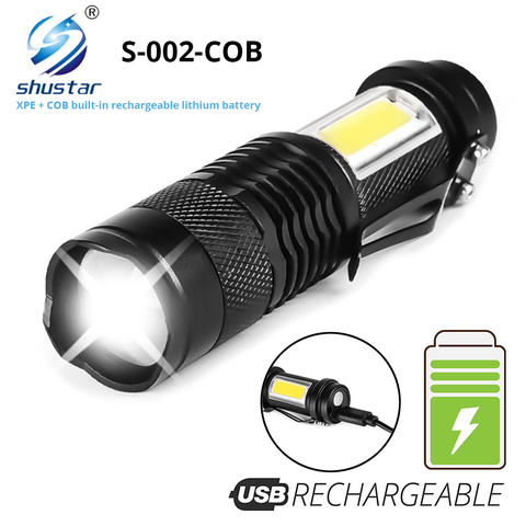 Mini lampe de poche Rechargeable à LED XPE + COB, perles d'éclairage à 100 mètres de distance, utilisée pour l'aventure, le camping, etc. ► Photo 1/6