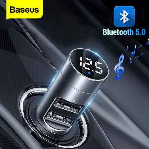 Baseus – Transmetteur FM sans fil avec Bluetooth 5.0 pour voiture, kit de lecteur radio MP3 audio modulateur avec chargeur USB, fonction mains libres Aux, 3.1A ► Photo 1/6