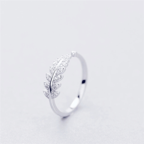 925 argent Sterling frais doux branche feuille tempérament personnalité mode femme à la mode redimensionnable ouverture anneaux SRI025 ► Photo 1/6