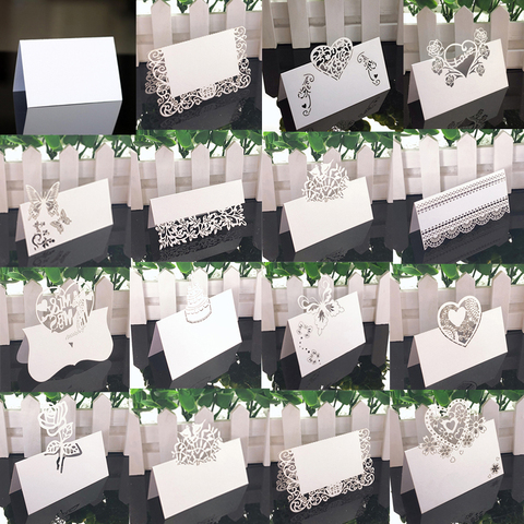 Cartes de Table blanches avec noms, 50 pièces, carte de vœux, Message de nom, décor de Table, papier bricolage, fournitures de décoration de fête prénatale mariage ► Photo 1/6