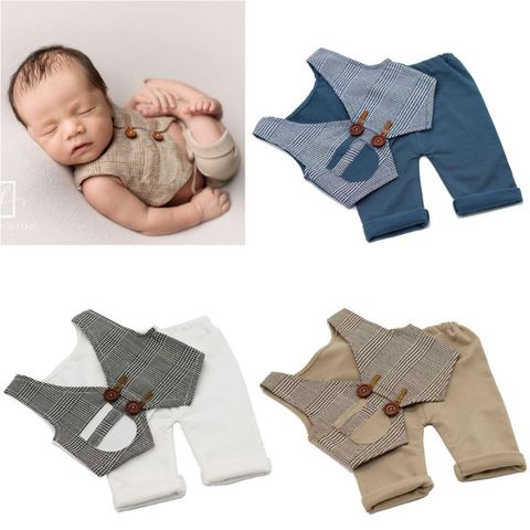 Costume de photographie pour nouveau-né garçon, gilet + pantalon, vêtements pour bébé, pour séance Photo, accessoires Photo, tenue pour bébé, tenue de Gentleman ► Photo 1/6