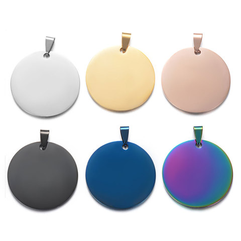 Pendentif en acier inoxydable 100%, poli miroir, gravure sur disque rond, vierge, vente en gros, OEM, 3 pièces/lot ► Photo 1/6