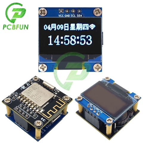 ESP8266 0.96 pouces WiFi horloge Module météo 0.96 pouces OLED LCD Module d'affichage ESP-12F IIC I2C Interface 5V sans batterie CR1220 ► Photo 1/5