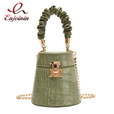 Sac seau en cuir Pu Crocodile pour femmes, petit sac à bandoulière Fashion avec chaîne, sacs à main de luxe de styliste ► Photo 1/6