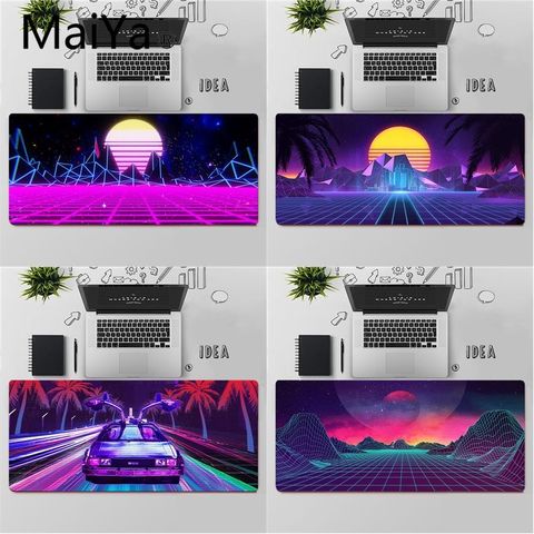 Maiya Top qualité néon rétrowave Synthwave Art caoutchouc souris Durable tapis de souris de bureau livraison gratuite grand tapis de souris claviers tapis ► Photo 1/6