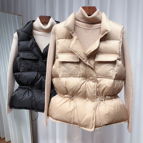 2022 nouveau Ultra léger vers le bas gilet femmes court gilet coupe-vent léger chaud gilet femme blanc canard vers le bas manteau sans manches ► Photo 1/6
