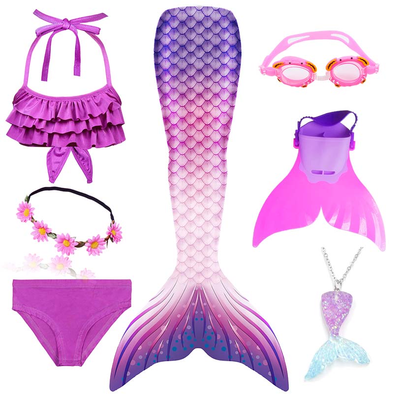 Ariel Queue de Sirène Enfant pour Nager Natation Petite Sirene Fille  Maillot de Bain