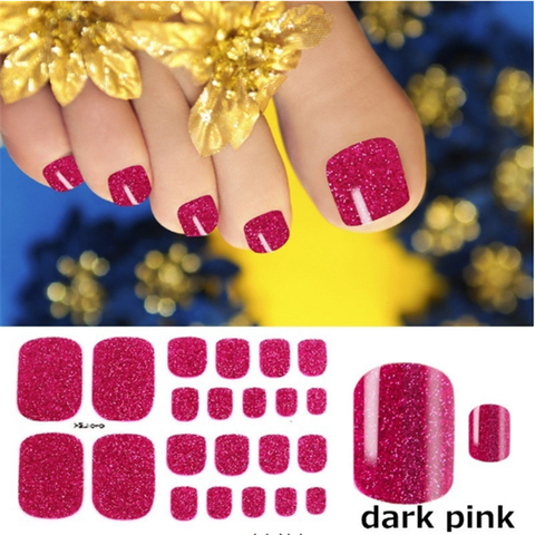 1 feuille couverture complète orteil Nail Art paillettes ongle autocollant étincelant pied décalcomanies rose foncé Sexy été Style manucure livraison directe ► Photo 1/6