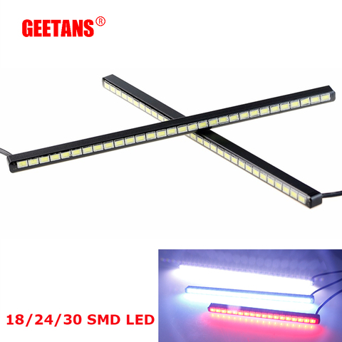 2 pièces feu de jour 18/24/30LED SMD 5630 Source de feu de brouillard Ultra-mince Super lumineux Invisible LED étanche LED bande DRL CE ► Photo 1/6