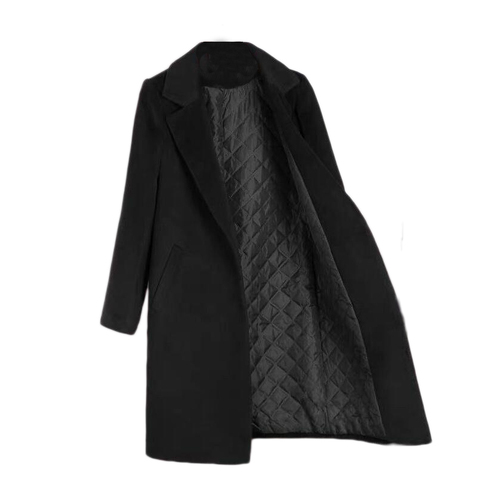 Manteau Long en laine pour femme, noir, poches à boutons, col en v, Double boutonnage, ample, résistant, à la mode, grande taille, hiver 2022 ► Photo 1/6