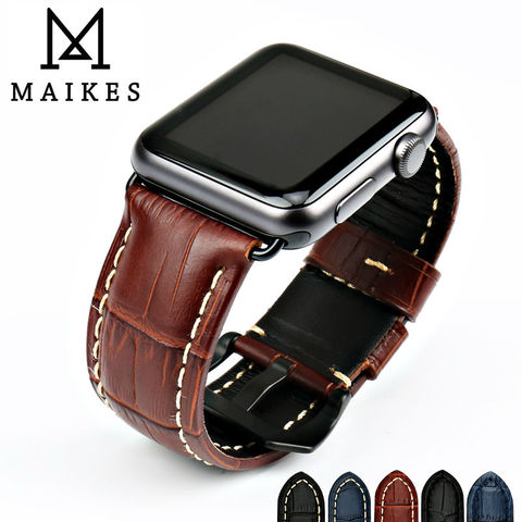 MAIKES bracelets de montre en cuir de vache véritable bracelet de montre pour Apple bracelet de montre 42mm 38mm série 4-1 iwatch 4 44mm 40mm montre bracelet ► Photo 1/6