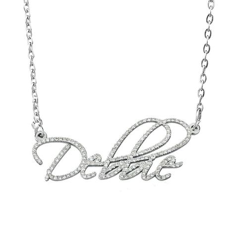 Étincelant nom personnalisé collier personnalisé strass incrusté 925 en argent Sterling tour de cou pour femmes filles plaque signalétique maman cadeau ► Photo 1/6