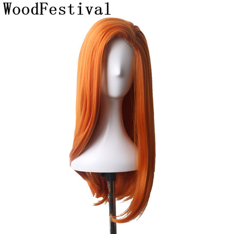 WoodFestival 22 pouces Orange perruque cheveux synthétiques partie Cosplay perruques longue droite haute température fibre ► Photo 1/6
