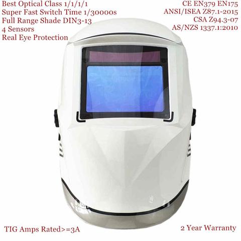Casque de soudage 100x65mm 1111 4 capteurs, meulage DIN 3/4-13 MMA MIG/MAG TIG EN379 Cert solaire, obscurcissement automatique, masque de soudage ► Photo 1/6