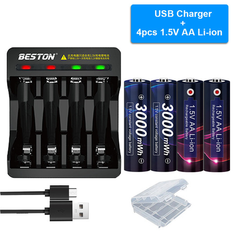 AA 1.5V 3000mWh lithium li-ion batterie rechargeable Li-ion 2A batterie pré-chargée 1.5v faible autodécharge aa Batteries ► Photo 1/6