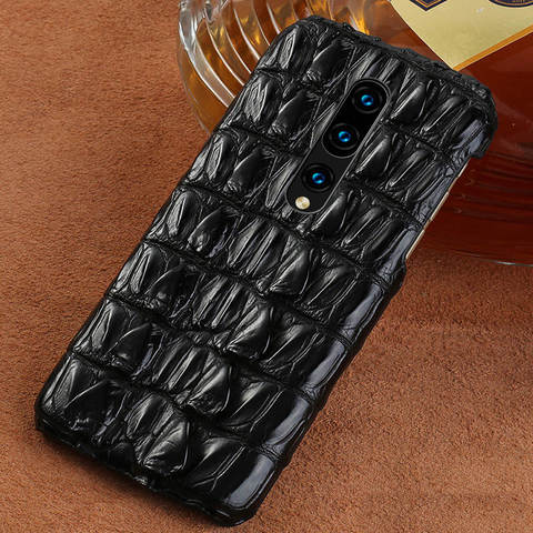 100% En cuir de Crocodile véritable Coque De Téléphone pour Oneplus 7 7 Pro Nord 6 6T 5T 5 Housses luxe Pour un Plus 7T Pro 7 8 Pro ► Photo 1/6