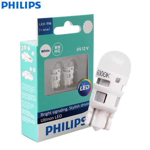 Philips Ultinon LED T10 W5W 194 12V 11961ULWX2 6000K Blanc Froid Voiture Clignotants Lumière Intérieure Lumière de Dégagement (Twin Pack) ► Photo 1/6