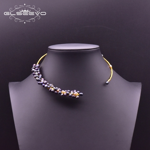 GLSEEVO – collier ras du cou en perles baroques naturelles pour femmes, cadeau coloré fait à la main, bijoux fins de luxe de styliste, GN0061-4 ► Photo 1/5