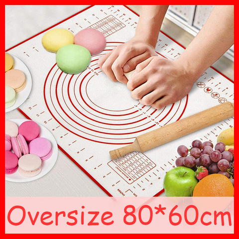 80*60cm grand tapis de cuisson en Silicone pâtisserie roulement pétrissage tapis de cuisson tapis de cuisine crêpes pâte à Pizza antiadhésive casserole outils de cuisson ► Photo 1/6