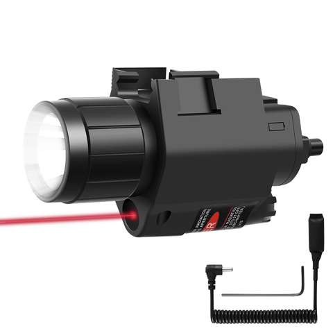 LED tactique arme pistolet lampe de poche avec interrupteur à distance point rouge Laser vue militaire Airsoft pistolet pistolet lumière pour Rail de 20mm ► Photo 1/6