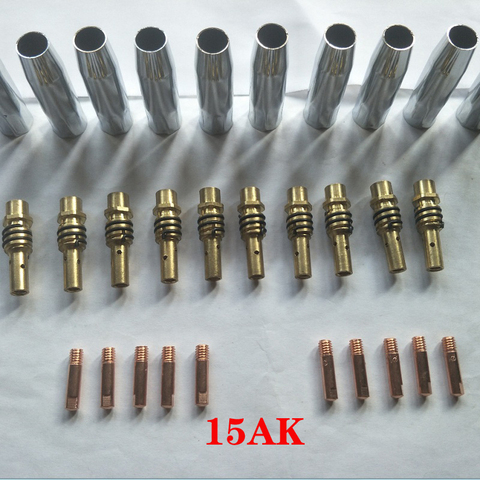 30 pièces 15AK Binzel torche/pistolet consommables électrode et couvercle de protection en acier inoxydable et embouts de biellette pour machine à souder MIG ► Photo 1/6