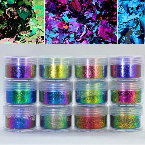 Fard à paupières chromé AURORA, 1 pot, flocons de caméléon Multi chromés, paon galaxie Chrome, flocons de poudre pour Nail Art, Pigment miroir ► Photo 1/6