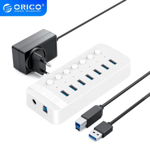 ORICO-répartiteur USB industriel 3.0 HUB 7/10/13/16 ABS USB OTG, interrupteur marche/arrêt avec adaptateur d'alimentation 12V, compatible chargeur pour ordinateur ► Photo 1/6