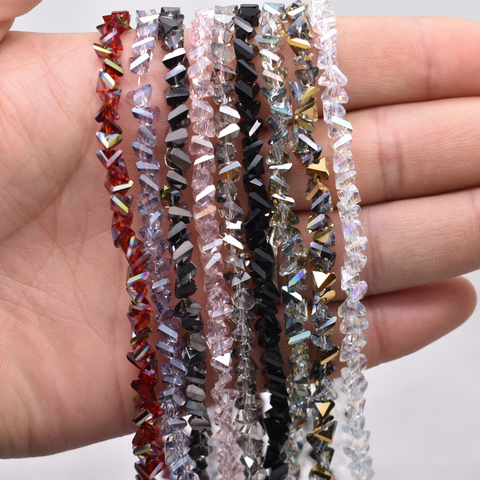 Yanqi-perles brillantes en verre Triangle couleurs, 6mm, 100 pièces, perles en verre cristal, pour la fabrication de bijoux, de bracelets faits à la main, vente en gros ► Photo 1/6