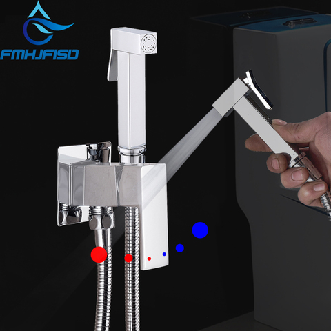FMHJFISD Bidet robinet en laiton douche robinet laveuse mélangeur musulman Ducha Higienica froid eau chaude mélangeur grue carré douche pulvérisateur tête ► Photo 1/5