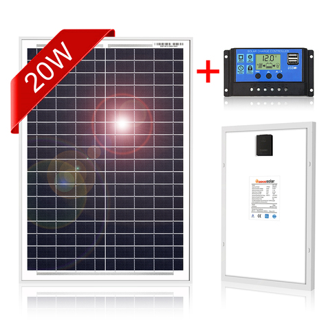 DOKIO panneau solaire 20W + 10A 12V/24V contrôleur solaire avec Interface USB 12V panneau solaire Portable pour téléphone Portable ► Photo 1/6