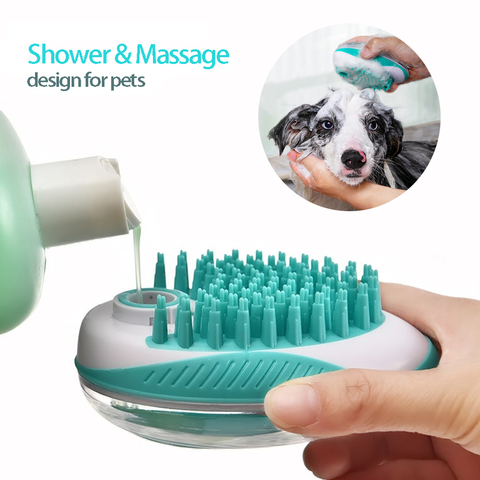 Brosse de bain pour chien 2-en-1 pour animaux de compagnie SPA peigne de Massage doux Silicone chiens chats douche cheveux toilettage Cmob chien outil de nettoyage fournitures pour animaux de compagnie ► Photo 1/6