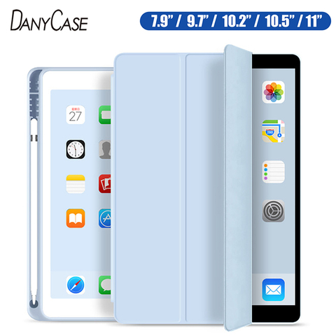 Pour 2022 iPad 10.2 7th 2022 2017 9.7 Mini 4 5 2022 Pro 11 10.5 Air 3 Smart Cover avec Porte-Crayon iPad 5th 6th Génération ► Photo 1/6