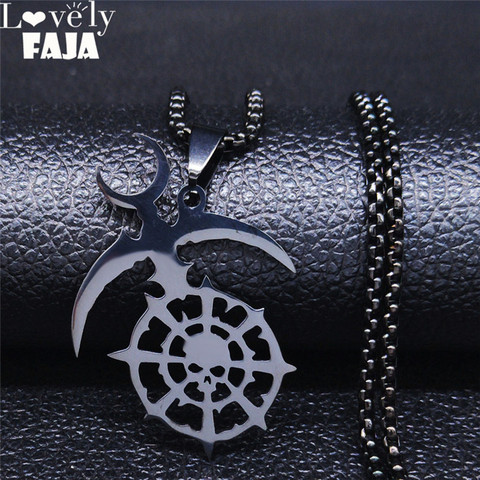 Slaanesh – collier Penda en acier inoxydable, couleur noire, 40k, Patch de bijoux, Cospley de l'armée, EldarPin foncé ► Photo 1/6