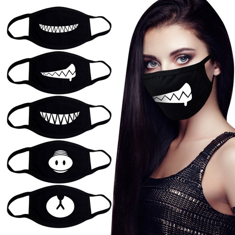 Masques en coton de dessin animé, 26 Styles mignons, Cosplay, Expression ours lavable, anti-poussière, garde au chaud, accessoires, masque noir ► Photo 1/6