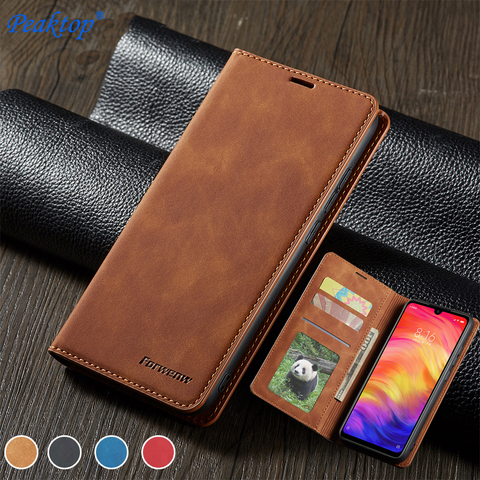 Coque de protection en cuir pour Xiaomi, étui à rabat magnétique antichoc pour Redmi Note 7, 8, 9 Pro Max, 10x ► Photo 1/6