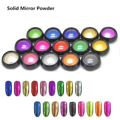 1 boîte solide Nail Art paillettes trempage Pigment poudre miroir Chrome ongles poudre pour ongles décorations accessoires ► Photo 1/5