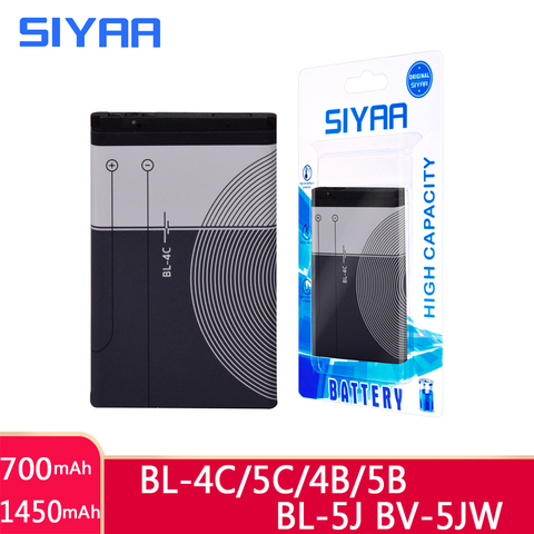 SIYAA Téléphone Batterie BL-4C BL-5C BL-4B BL-5B BL-5J BV-5JW Pour Nokia 6100 6300 6260 6136S 2630 5070 C2-01 BL 4C BL 5C BL5C Batterie ► Photo 1/6