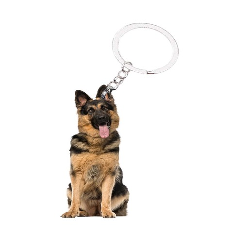 Porte-clés berger allemand chien kawaii Animal pas 3D plat chanceux mignon charmant goutte breloques amis cadeau voiture porte-clés accessoires ► Photo 1/6