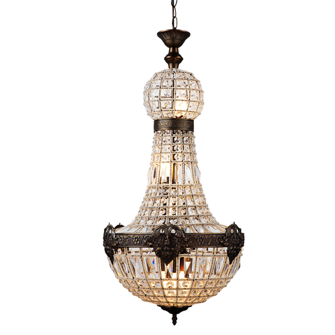 Rétro empire français église style lustres en cristal grand E14 LED ovale vintage lustre moderne lampe lumière pour hôtel salon ► Photo 1/6