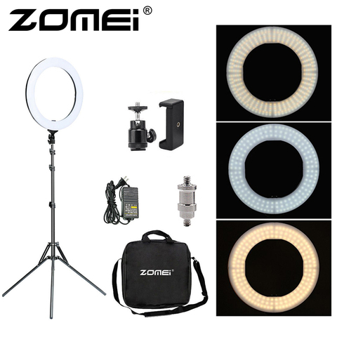 Zomei 18 pouces Dimmable éclairage photographique lumière LED de Studio vidéo lumière annulaire 3200-5600K pour téléphone intelligent maquillage Selfie lampe Youtube ► Photo 1/6