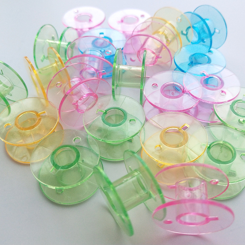 Bobines transparentes colorées pour Machine à coudre, 10 pièces, en plastique, accessoires pour outils vides, fils universels, L04 ► Photo 1/6