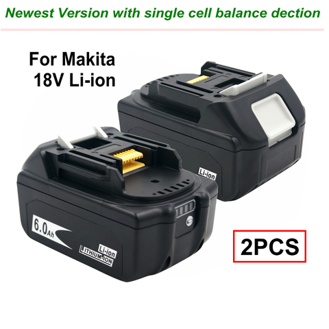 2 pièces nouvelle Version 18V 6000mAh Li ion outil électrique batterie Rechargeable pour Makita BL1830 BL1840 BL1850 BL1860 batterie au Lithium ► Photo 1/6