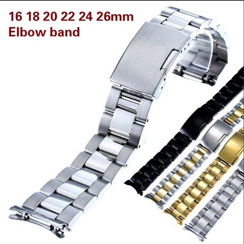 16mm 18 20 22 24mm 26mm bracelets Arc courbe interface acier inoxydable montre sangles boucle pliante avec outil montre accessoires ► Photo 1/6