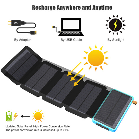 Chargeur de batterie externe à panneau solaire, 5 pièces, pour iPhone 6 6s 7 8 plus X Xs Xr 11 12 ► Photo 1/6