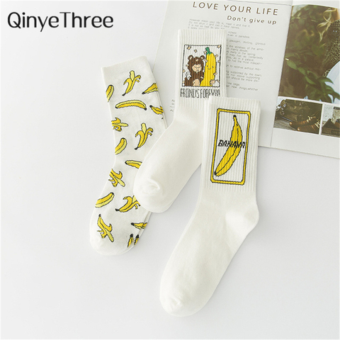 INS-chaussettes banane unisexe avec dessin animé, chaussettes de skateboard, Cool, Harajuku, mode artistique, coton, Hipster, fruits amusants ► Photo 1/6